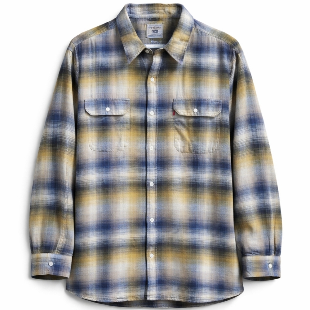 Levi’s NWT Jackson Worker Overshirt Plaid Shirt 100% Cotton Twill Blue